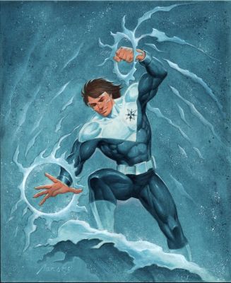 Paul Abrams | Champions #64 Large Art Mixed Media Painted Cover (Large Icestar Using Powers in a Snowstorm!) 2016 | Romitaman