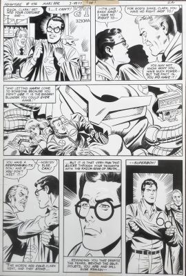 Staton, Joe - Adventure Comics #456 Pg, Clark Kent Takes Off Glasses And Pa Kent Holds Superboys Cape - $135 | Cool Lines Art