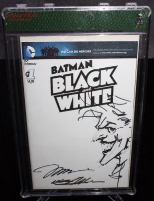 Jim Lee, Neal Adams | Batman Black & White #1 Oa Sketch Cover - Joker - Double Signed | Anthony’s Comic Book Art