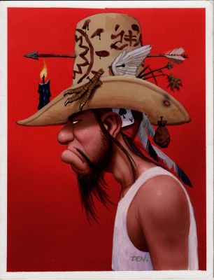 Den Beauvais | 10 Gallon Voodoo Hat - Guardians Published Collectible Fantasy Card Painting (1990S) | Romitaman