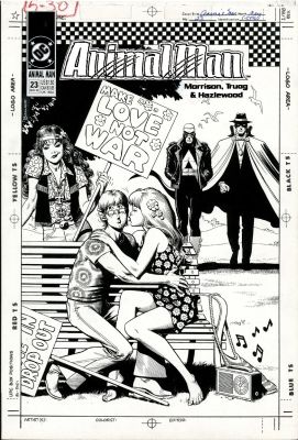 Brian Bolland | Bolland, Brian - Animal Man #23 Cover, Am + Phantom Stranger + Binky / Grant Morrison Crisis 1990 | Cool Lines Art