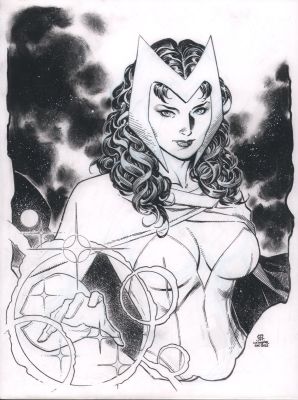 Jim Cheung | Scarlet Witch Casting Magic with Cosmic Background - Signed - 2025 | Anthony’s Comic Book Art