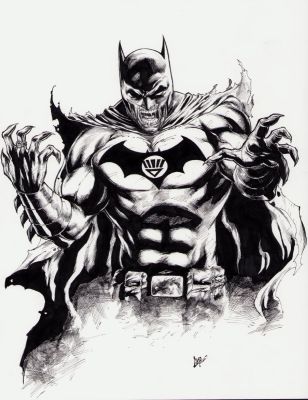 Unknown Artist? | Black Lantern Batman Ink Art Commission - Signed | Anthony’s Comic Book Art
