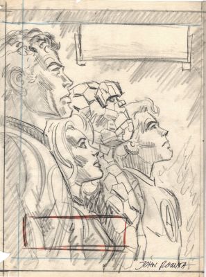 John Romita Sr. | Marvel Treasury Edition #2 Full Size Back Cover Prelim (Great Fantastic Four Team Image!) 1974 | Romitaman