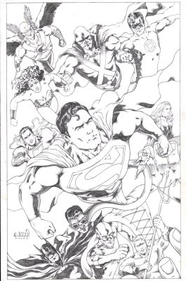 Michael Jason Paz | Justice League Detailed Pinup with 12 Great Characters! (2004) | Romitaman
