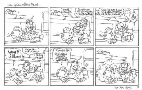 Ferri | "Un peu plus tard" Demi planche, encre, feutre et collage, signée. | Art Richelieu