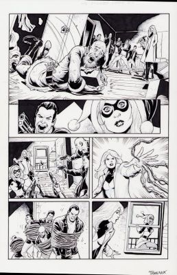 Tom Derenick | Harley Quinn Black + White + Red Chap. 17 Pg. 6 - Action Page - Signed | Anthony’s Comic Book Art