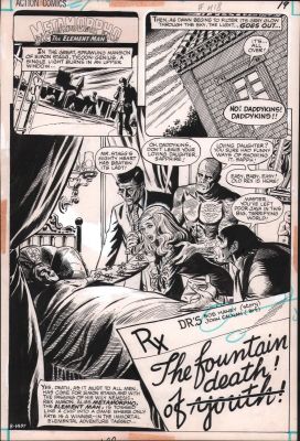 John Calnan | Action Comics #418 P.19 - Metamorpho Story ’The Fountain of Death!’ Title Splash - 1972 | Anthony’s Comic Book Art