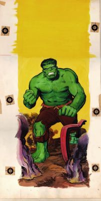 Neal Adams - The Incredible Hulk 1966 Aurora Model Kit Art Very Large Full Painting! (Earliest Neal Adams Marvel Art!)