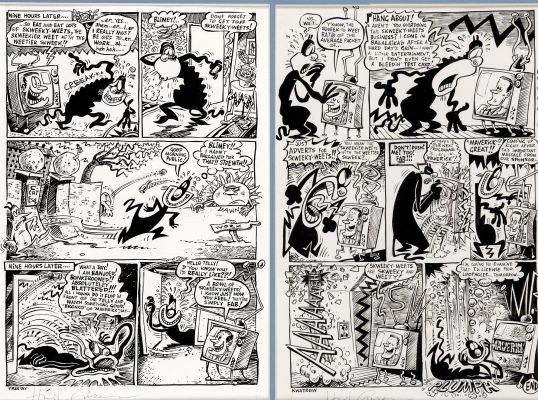 Emerson, Hunt - Knockabout Comics - Calculus Cat Pgs 3 & 4 of 4 Page Story 1980S | Cool Lines Art