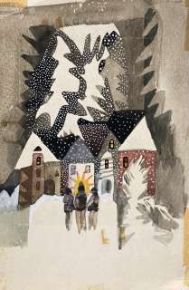 Zbigniew Rychlicki (1922 - 1989) | Zbigniew Rychlicki | Kolędnicy w mieście, ilustracja świąteczna | Desa Unicum