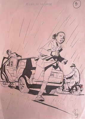 Dodier Alain | Brouillon original d’une couverture de Jérôme K. Jérôme Bloche | Galerie Napoléon