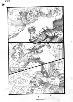 Simon Bisley – Tower Chronicles 1p7 – 1st appearance John Towers – Matt Wagner Writer – Panel 1-2 stat with pencil ink touch ups | Berserker Art