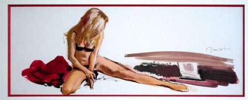 Pierre-Laurent BRENOT - Nue en culotte noire. Gouache sur papier.&hel | Tessier Sarrou