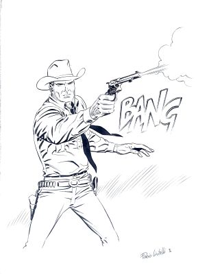 Fabio Civitelli | Original illustration for Tex. Cm. 28x37,5. Ink. Signed. Code 2045. | Segni e Disegni