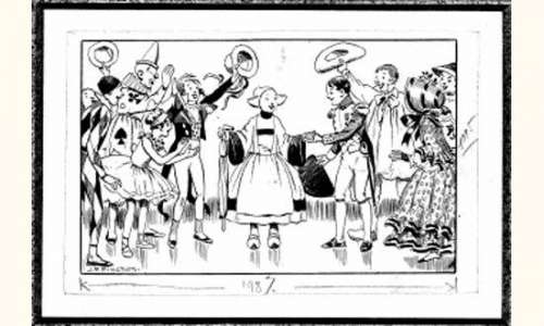 PLANCHES et DESSINS ORIGINAUX PINCHON. Â« Bécassine au bal masqué Â» Encre