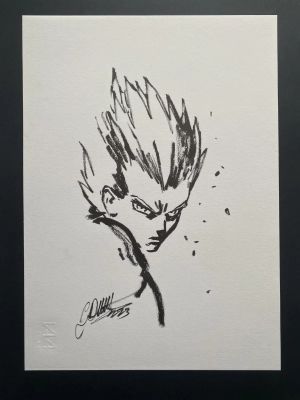 Gabriele Dell’otto | For Sale: Gabriele Dell’otto - Dragon Ball Z - Super Saiyan Vegeta Headshot | ComicArtFans Classifieds