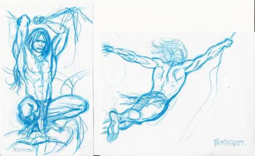 Tarzan - Bruno Brindisi - 2x original sketch - EO | Catawiki