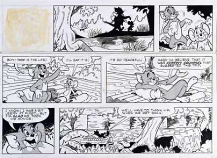 KELLY JARVIS (XXème) - Lot 254 - TOM&JERRY (1997) Encre de Chine sur papier, 53,5x39...