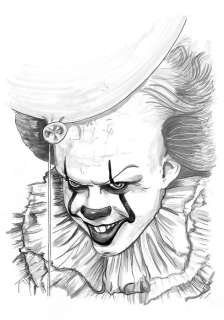 Pennywise - Stephen King’s IT Movie Artwork by Nick Gribbon - Croquis original A3 - (2018) | Catawiki