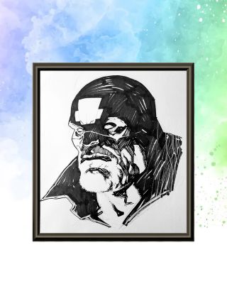 Ariel Olivetti | Ariel Olivetti Commission Head B/W (Example) | ComicArtFans Classifieds