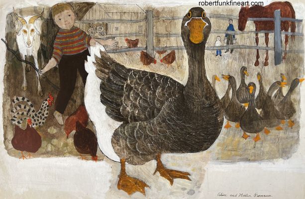 Alice And Martin Provensen, Alice Provensen | Alice Provensen , Duck in Farm with Horse, Goat And Chickens. Children’s Book Illustration | ComicArtFans Classifieds