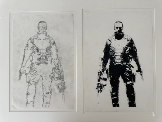 Tim Bradstreet | Punisher : Warzone Movie Teaser Poster Original Art + Rough | ComicArtFans Classifieds