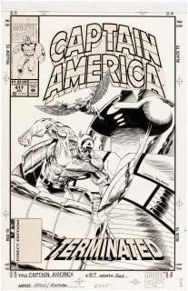 "CAPTAIN AMERICA" #417 COMIC BOOK COVER ORIGINAL ART BY RIK LEVINS. | Hake’s