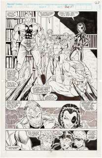  - "NEW MUTANTS" #98 COMIC BOOK PAGE ORIGINAL ART BY ROB LIEFELD (FIRST DEADPOOL).