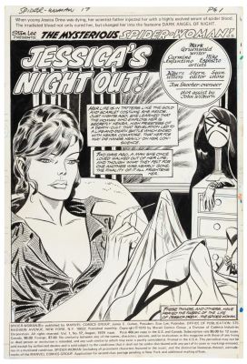 Lot 451 - Original Art * CARMINE INFANTINO * SPIDER-WOMAN #17, Page 1 | PBA Galleries