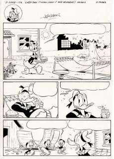 Bas Heymans -   5 Original Pages - Complete Story - D2009-177 - Donald Duck - "Lazy Day" - Pages originales publiées | Catawiki