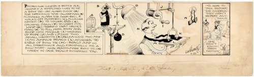RUBE GOLDBERG 1933 DAILY STRIP ORIGINAL ART FEATURING RUBE GOLDBERG MACHINE. | Hake’s