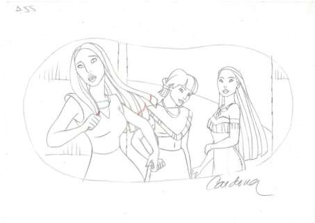 Pocahontas & Friends - Disney Studios - Original Production Drawing - Cardona, Josep Maria - Dessiné Ã  la main - (1990) | Catawiki