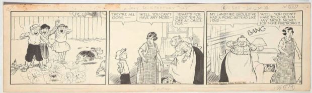 Cap Stubbs and Tippie Original Ink Daily Comic Strip Art Signed and Drawn by Edwina Dumm AM12 | Charles Scott Gallery