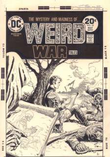 Luis Dominguez - Weird war tales #25 cover - death drawing sketch of a soldier - 1974 signed
