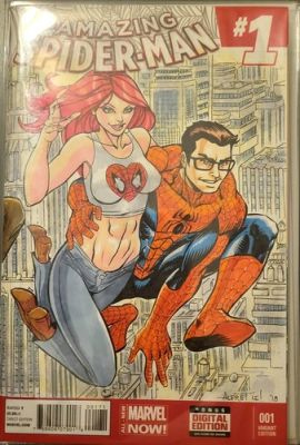 AMAZING SPIDER-MAN #1 DBL HAND Sketch Color Cover Spidey MJ Black-Cat Stan L ’18 | eBay US