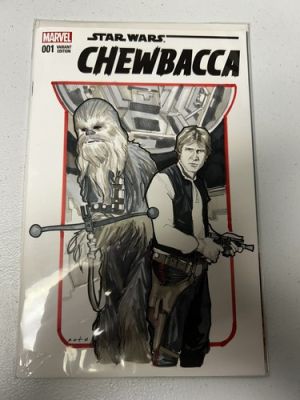 PHIL NOTO ORIGINAL ART SKETCH COVER CHEWBACCA AND HAN SOLO ON STAR WARS BLANK