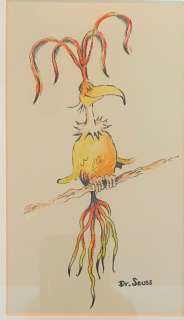 Dr. Seuss "Bird on a Perch" (c.1950s) Hand-Signed Original Watercolor Illustration (c. 1950’s) | Animazing Gallery