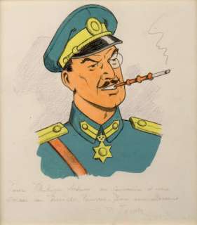 Jacobs | Blake et mortimer - Portrait d’olrik Encre de Chine et aquarelle | Millon