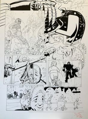 Stewart Kenneth Moore | JUDGE DREDD: The UNREALISTS, Page 4 original Inks. | 2DGalleries