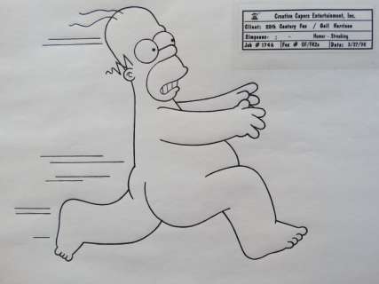  - Matt Groening  - Simpsons - Feuille de modèle originale - Homer - (1998) 