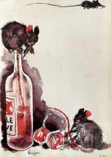 Hausman/Dessin orignal illustrant des rats en cuisine… | Dagoty