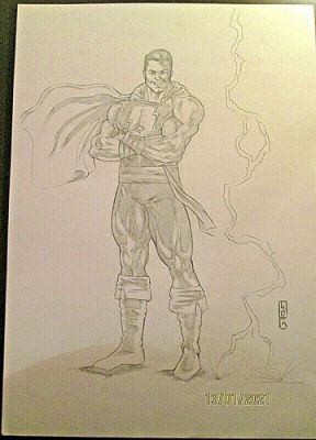 CAPTAIN MARVEL (SHAZAM) ORIGINAL FULL FIGURE PENCIL DRAWING CLASSIC DC COMICS | eBay US (Buy It Now)