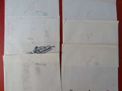 Tintin - 6x croquis préparatoire pour film d animation - On a marché sur la lune - (années 60) - Page volante | Catawiki
