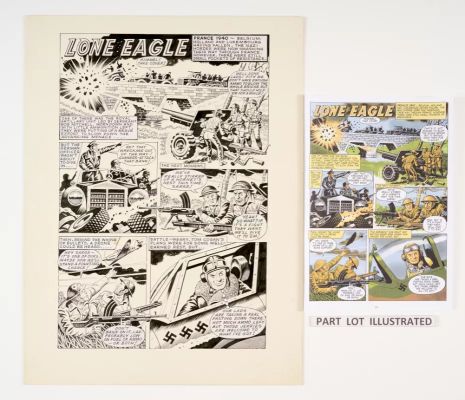 Lot 147 - Lone Eagle. 4 original b+w WWII artworks (1990s) by Ron Turner, the complete story published in ’ | Comic Book Auctions ltd