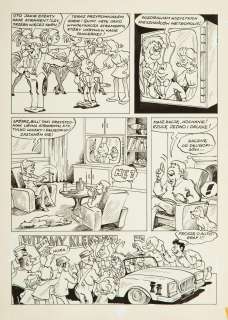 Szarlota Pawel (1947 - 2018) | Szarlota Pawel (1947 - 2018) | "Pióro kontra flamaster", z serii Jonka, Jonek i Kleks, plansza nr 58, 1983 | Desa Unicum