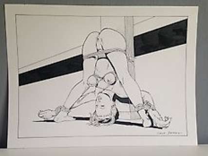 Saint Germain - Illustrazione Originale sexy-erotica a China Bondage Donna Legata - Page volante | Catawiki