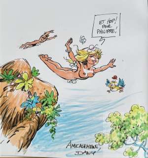 Dany/Olivier Rameau. Dessin Original Pleine Page Dédicacé Réalisé Dans L’album T8 "La Trompette" Tirage de Luxe de 1997 Limité À 175 Ex + Ex-Libris. Aquarelle Et Encre de Chine. Signé. Etat Neuf. |  | Dagoty