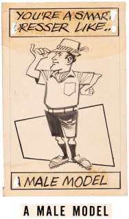 TOPPS VALENTINES FOLDEES CARD #46 ORIGINAL ART MALE MODEL BY JACK DAVIS. | Hake’s