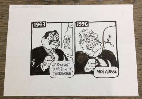 Cabu - Dessin original - Â«Â Le Pen contre les BleusÂ Â» - (1996) | Catawiki